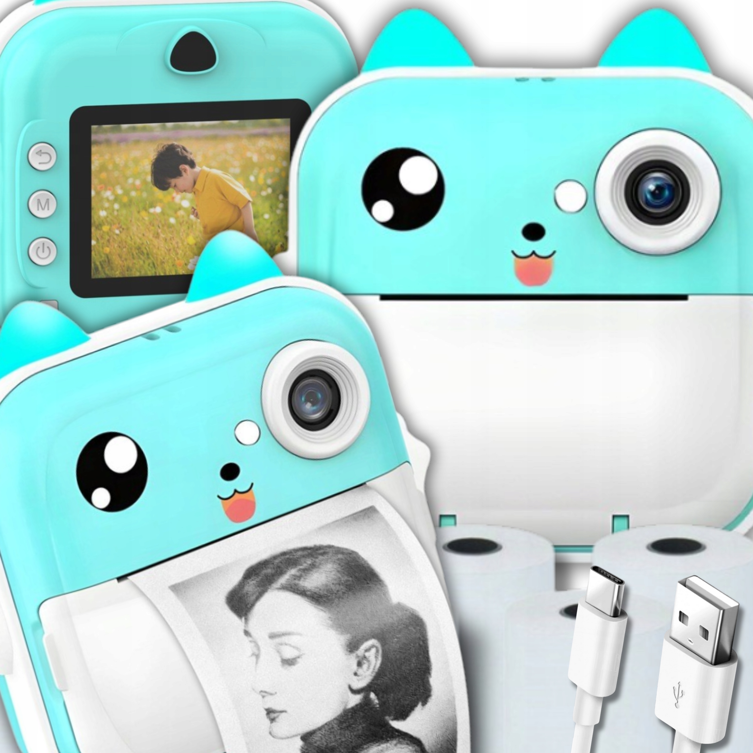 DRUKUŚ 2.0 MINI DRUKARKA APARAT 2 KOLORY NATYCHMIASTOWY TERMICZNA +13 ROLEK