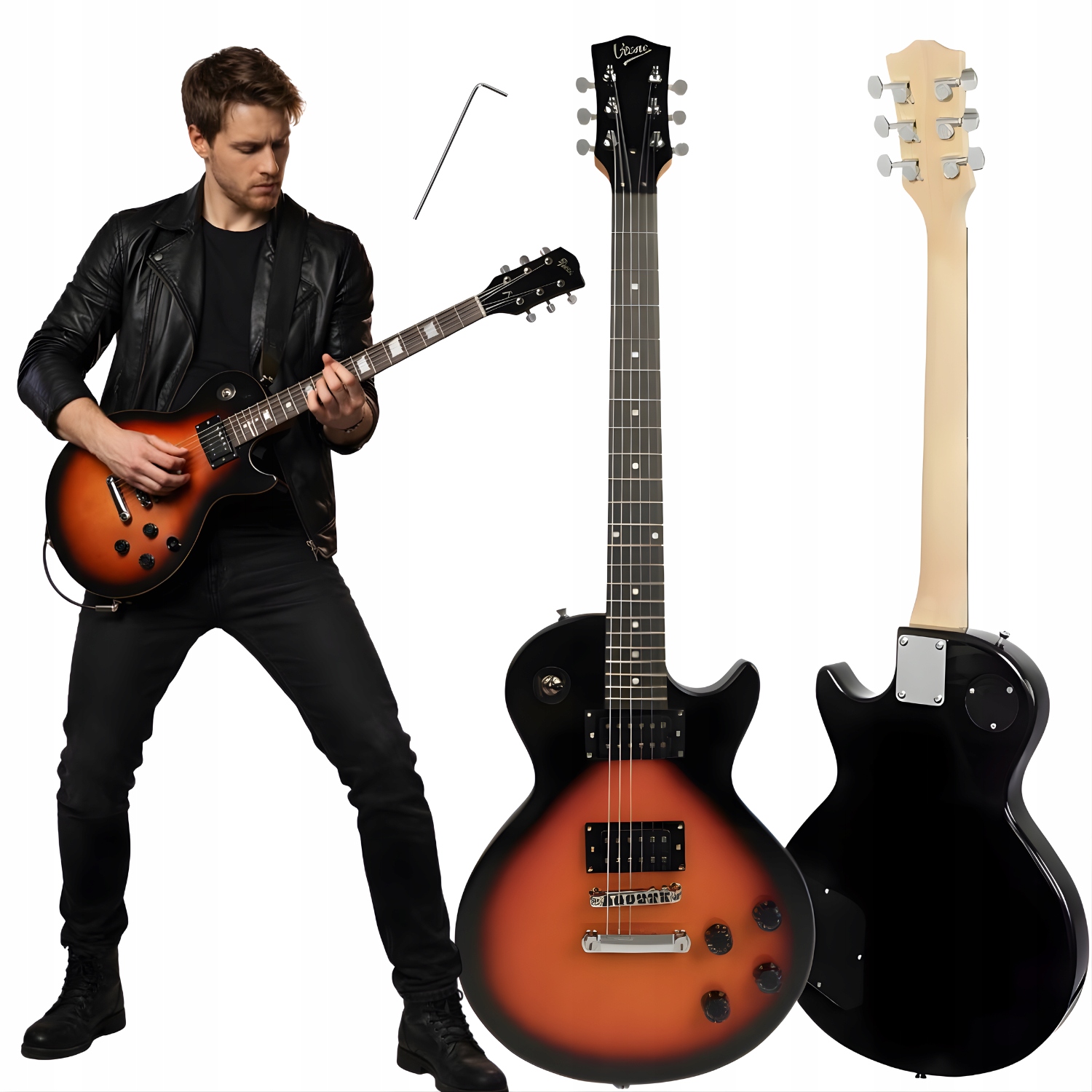 Elektrická Kytara Les Paul Lp 39" 4/4 Hh Sunburst Plnohodnotná S Ladícími Kolíky
