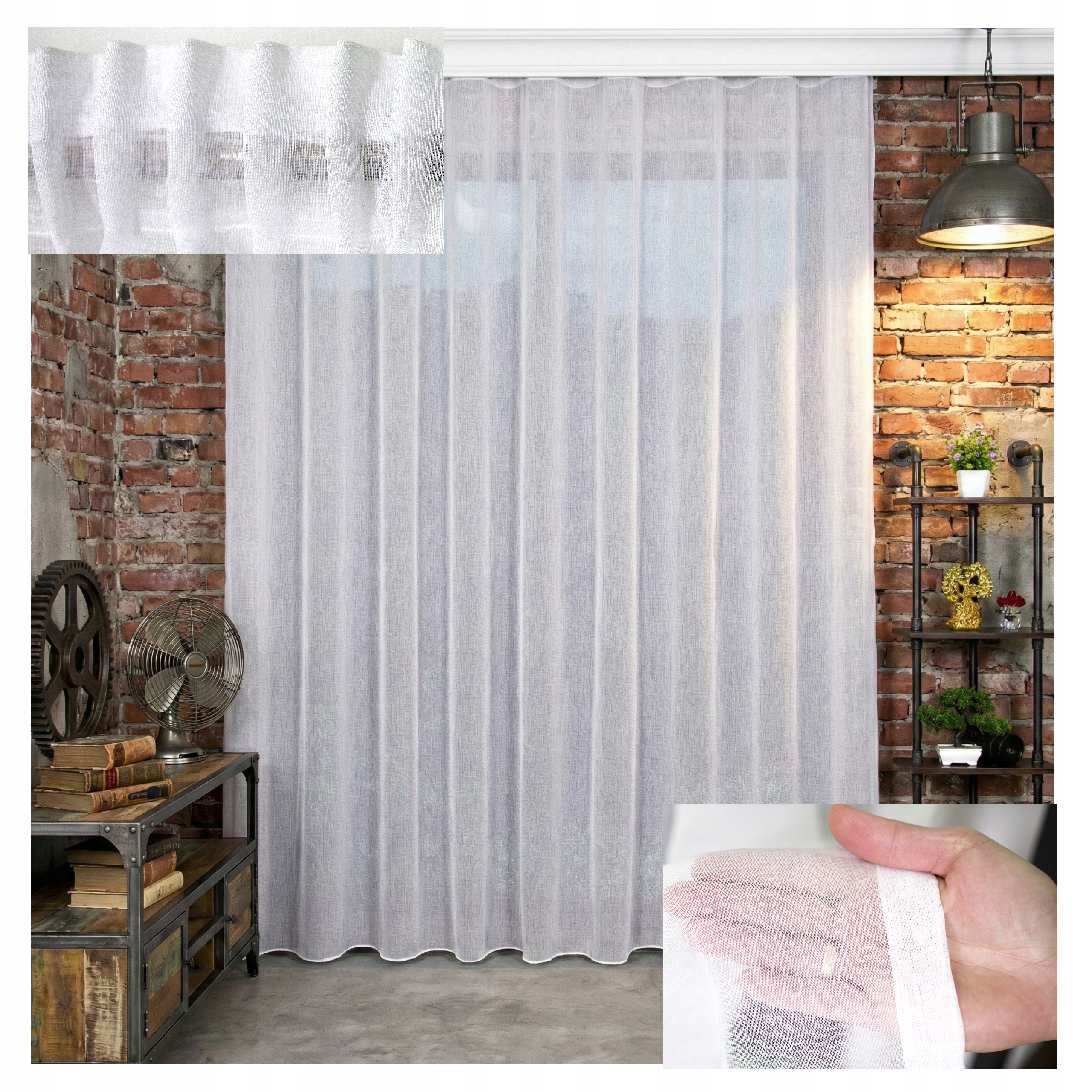 Záclona s olověnkou Industrial Etamin Tunel Roma Hotová páska 500 x 160 cm