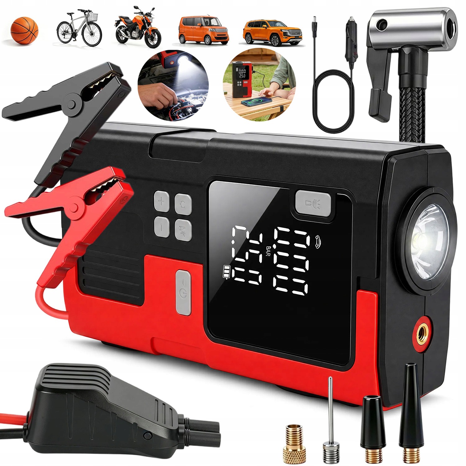 Jump Starter Silný Rozruch Booster Powerbank Baterka 6000MAH Multifunkčná