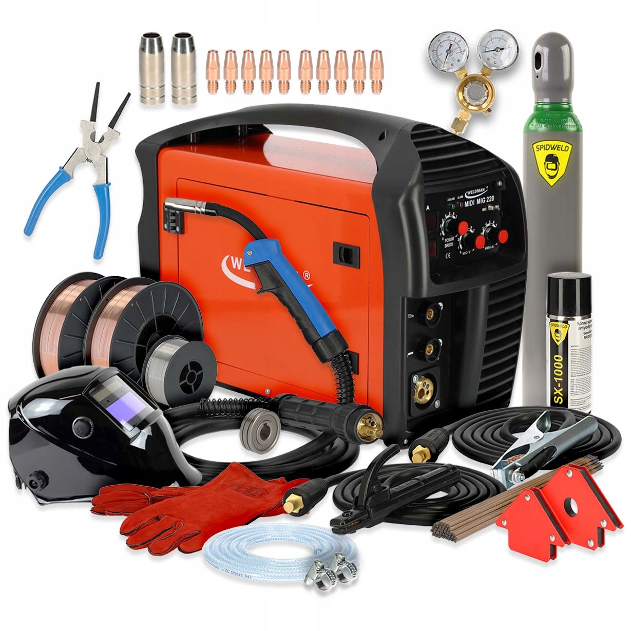 

Spawarka migomat Mig Mma 230V 220A Weldman +zestaw