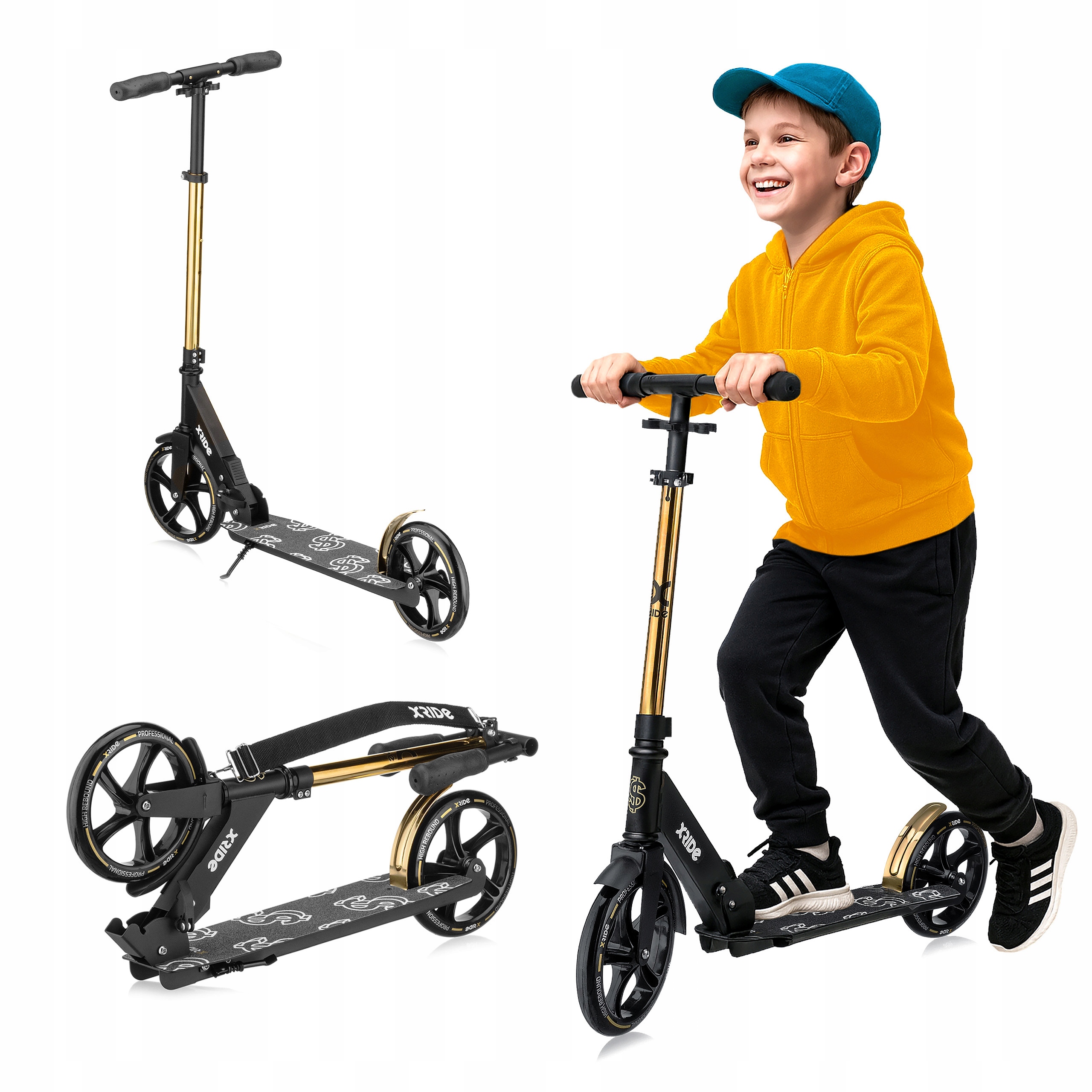 Hulajnoga Miejska Składana Aluminiowa Duże Koła ABEC-7 ST1600 200mm Xride