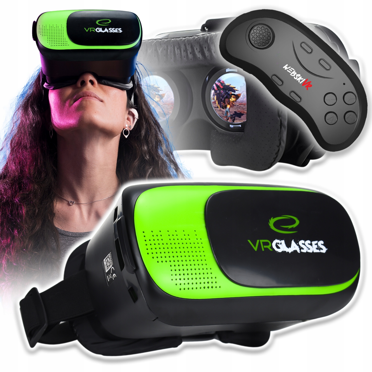 Gogle Okulary Vr 3D Wirtualne Do Telefonu Smartfona Z Padem Bluetooth