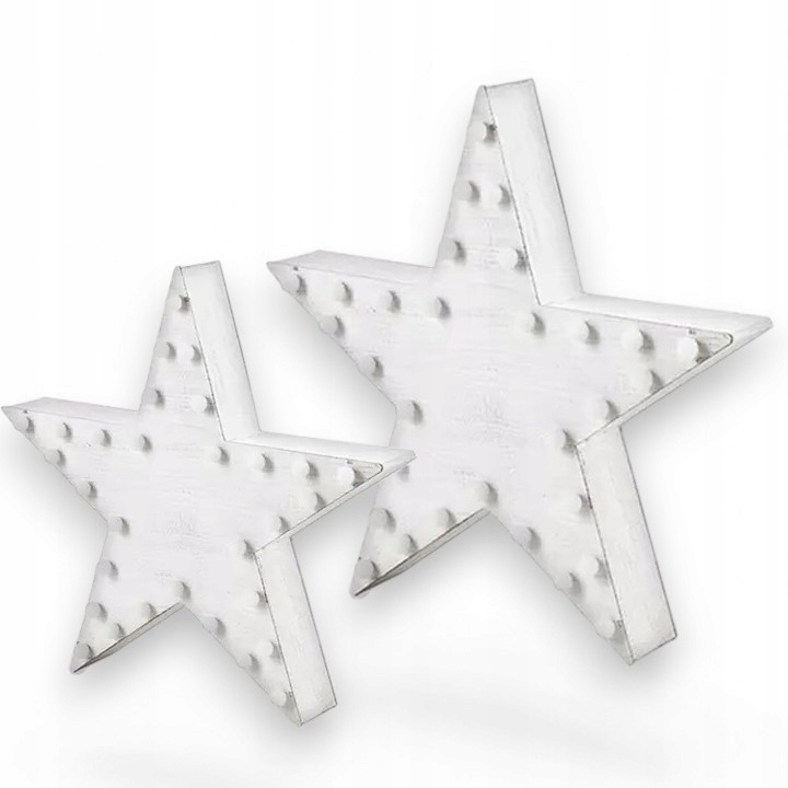 Sada 2 Led Hvězd Pro Dekoraci Focení, Dřevěné, Velké A Malé