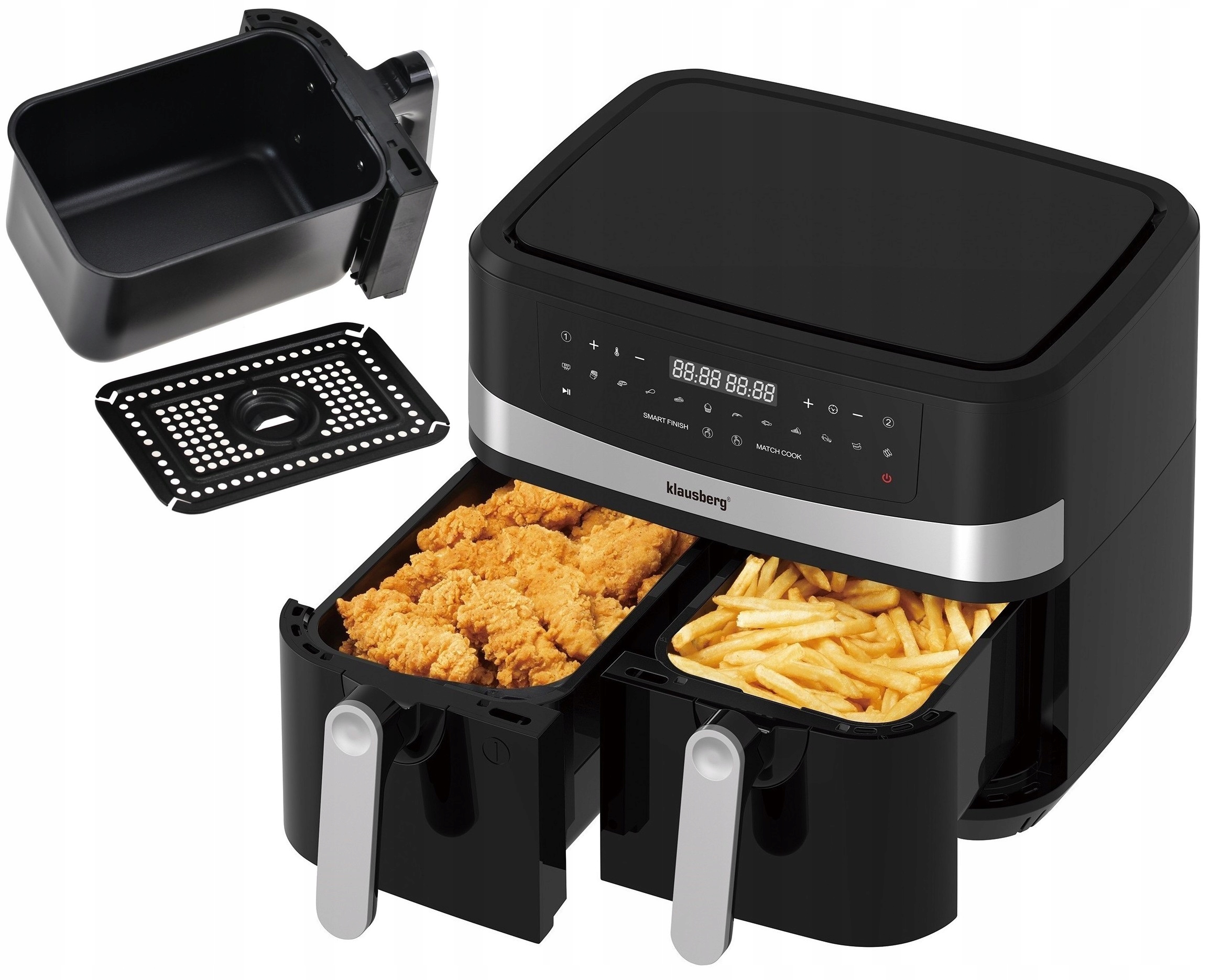 Frytkownica Beztłuszczowa Frytownica Air Fryer 2600W Duże Kosze 2 x 4,5L-Zdjęcie-0