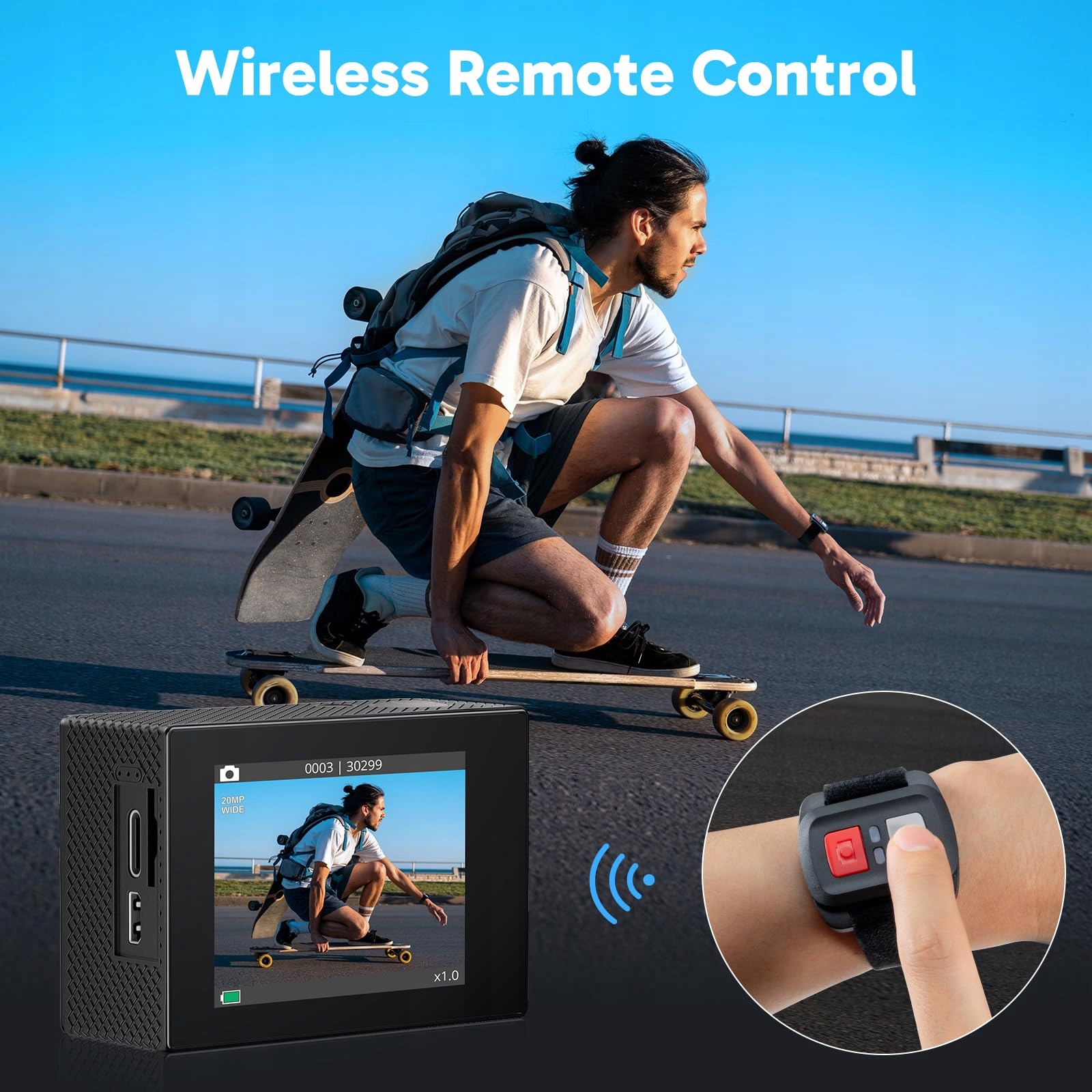 AKASO Kamera Sportowa 4K 30FPS 20MP Podwodna Szerokokątna WiFi LCD — miniatura 6
