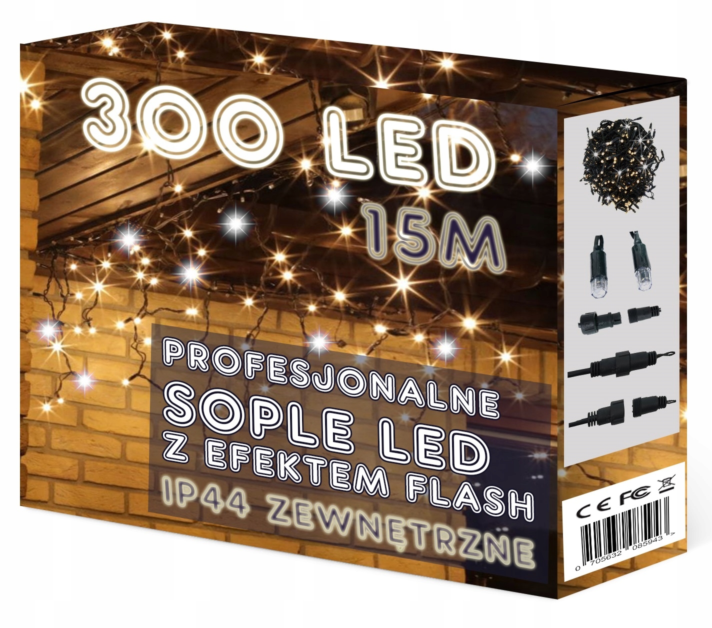 

Sople 300 Led Profesjonalne Grube Lampki Flash