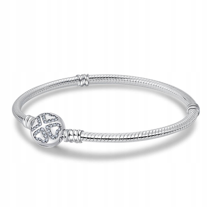 Modulární náramek základna pro Charms Stříbro 925 Čtyři srdce 18 cm