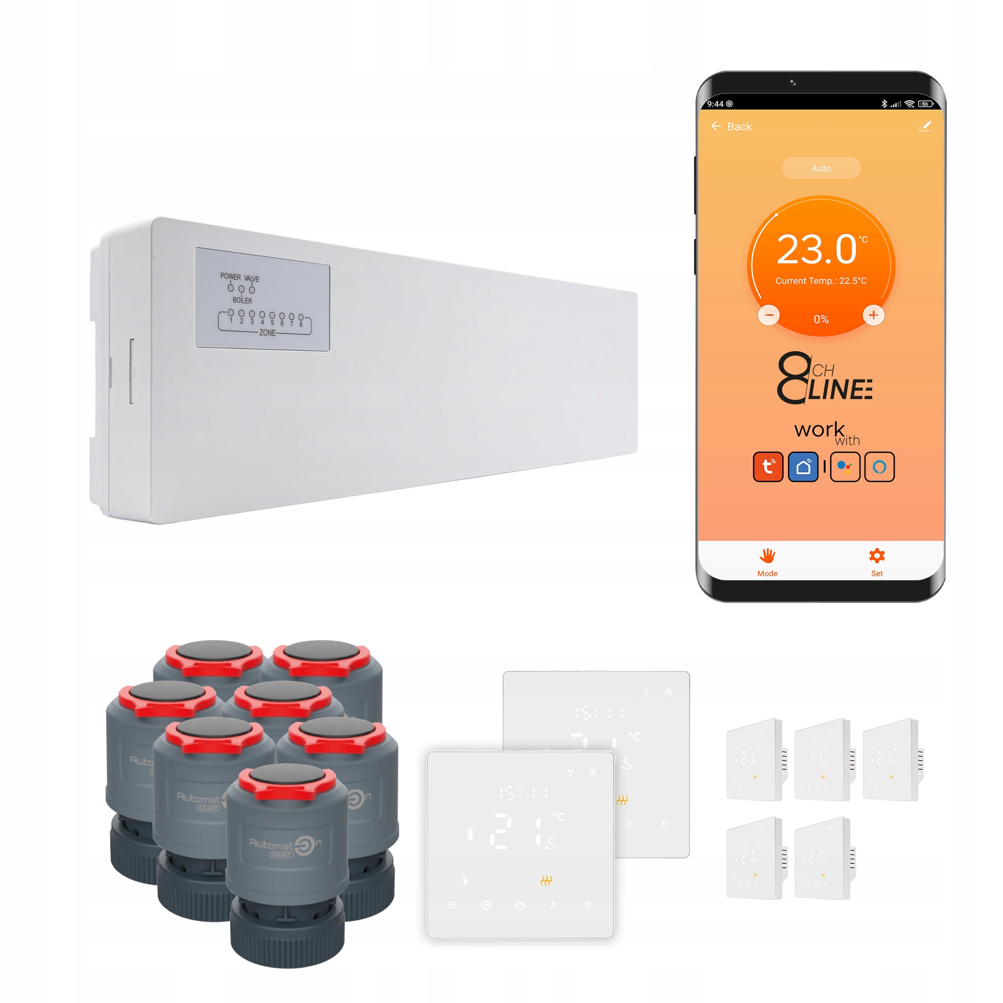 Súprava prívodov na vykurovanie 7 izieb Line termostat PRO3 Zigbee biela