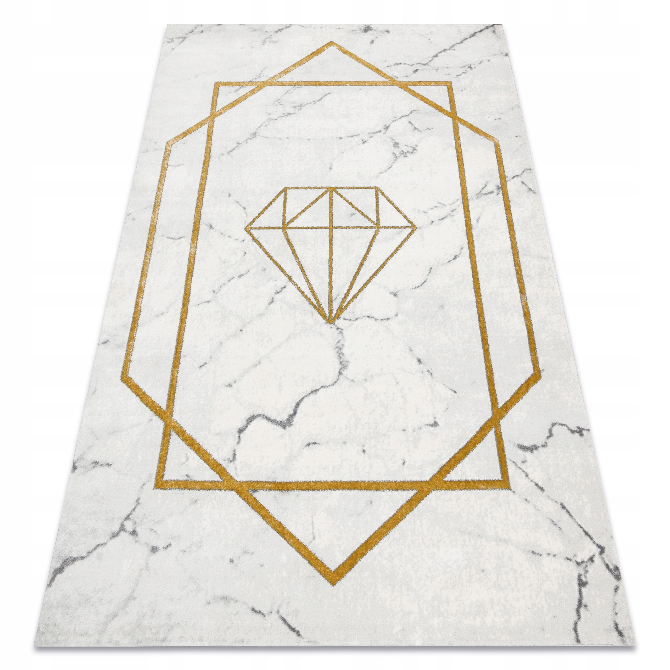 Stylowy Dywan 180x270 cm Diament krem/złoty #AF397