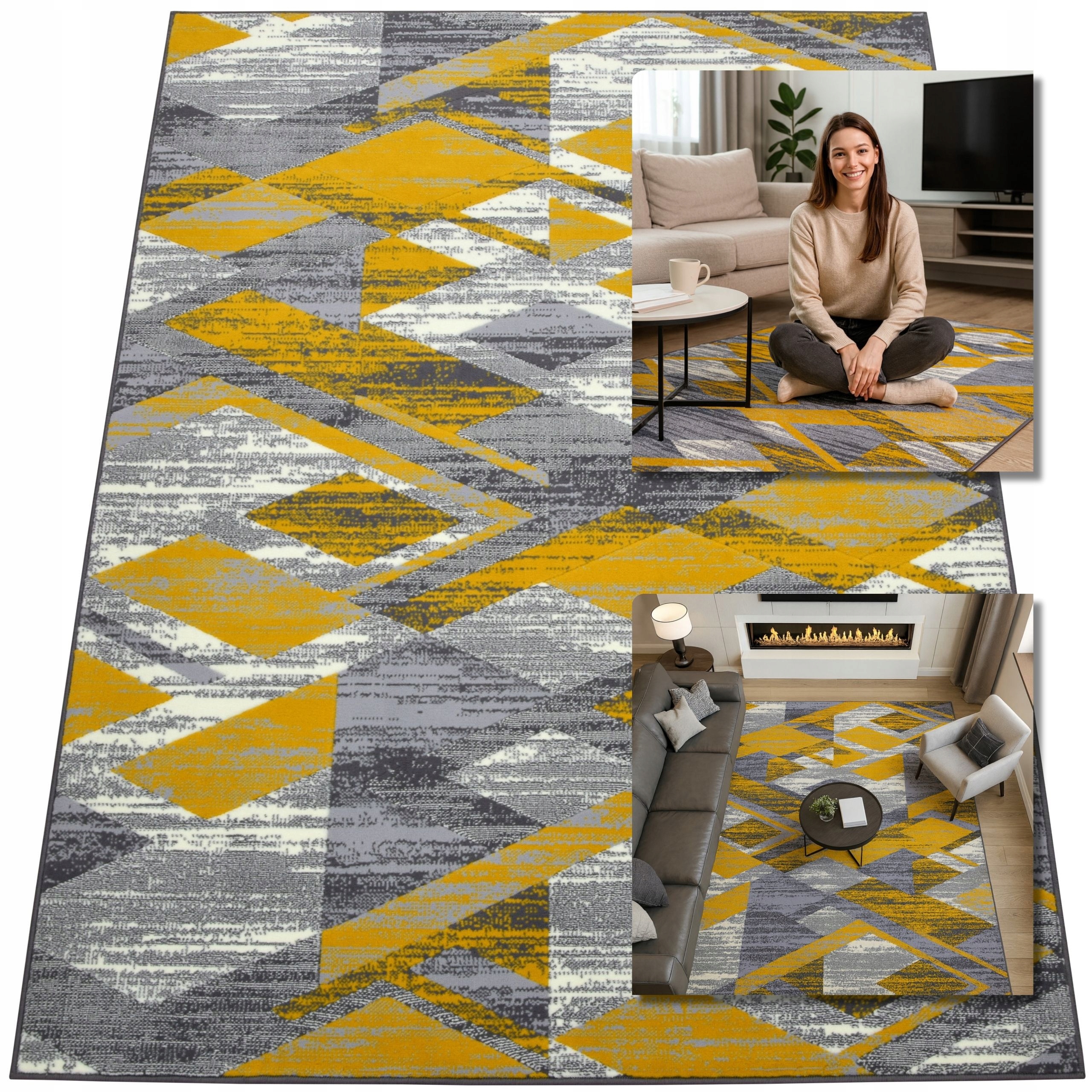 Koberec Moderní Koberec Šedý Hořčicový Venezia Koberce Do Obývacího Pokoje 160x225