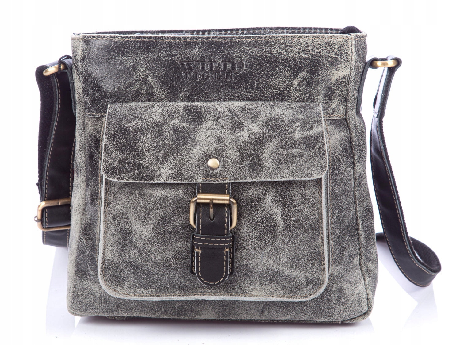 Pánská kožená taška přes rameno ve vintage retro stylu Wild Tiger, tmavě šedá