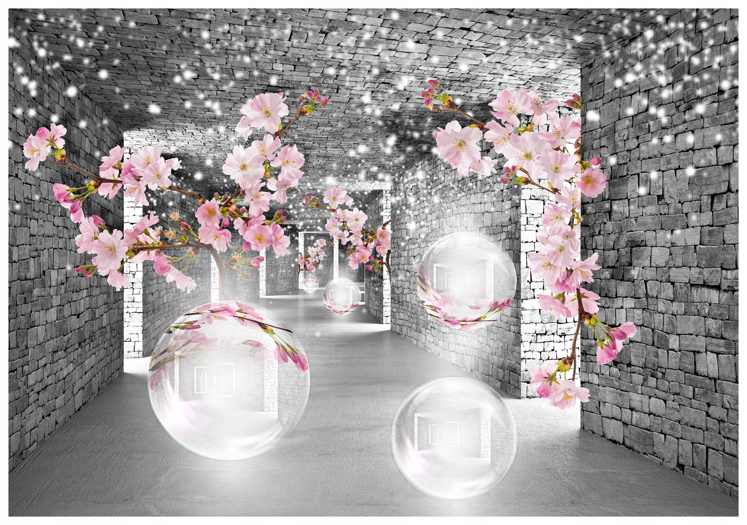 Vliesová fototapeta Sakura v tuneli snov Kamenný tunel 350x250 lepidlo