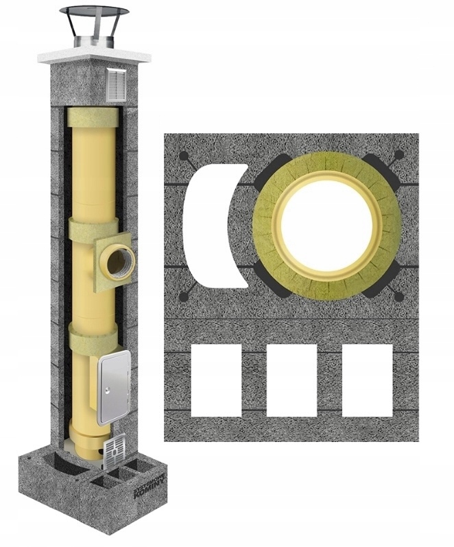 Keramický komínový systém fi 200 11 m, sada 60 x 50 cm, kompletní 4W