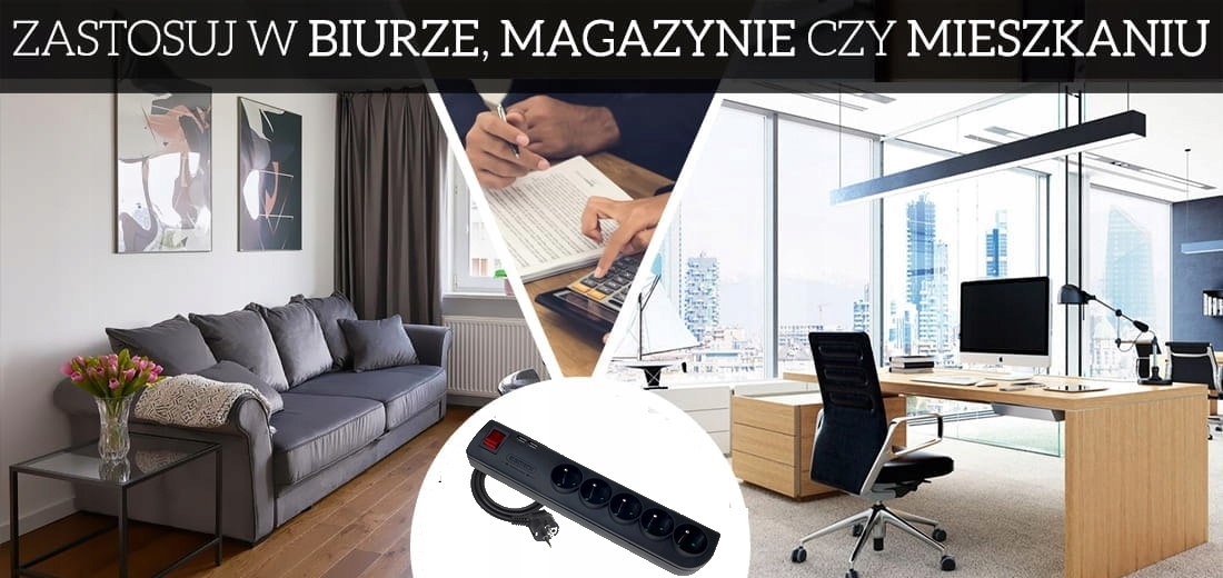 PODSŁUCH GSM LISTWA ZASILAJĄCA 230V SIM 5XGN 2XUSB Kolor czarny