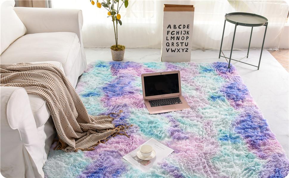 

Włochaty Dywan Tie Dye niebiesko-fioletowy 60 x 90