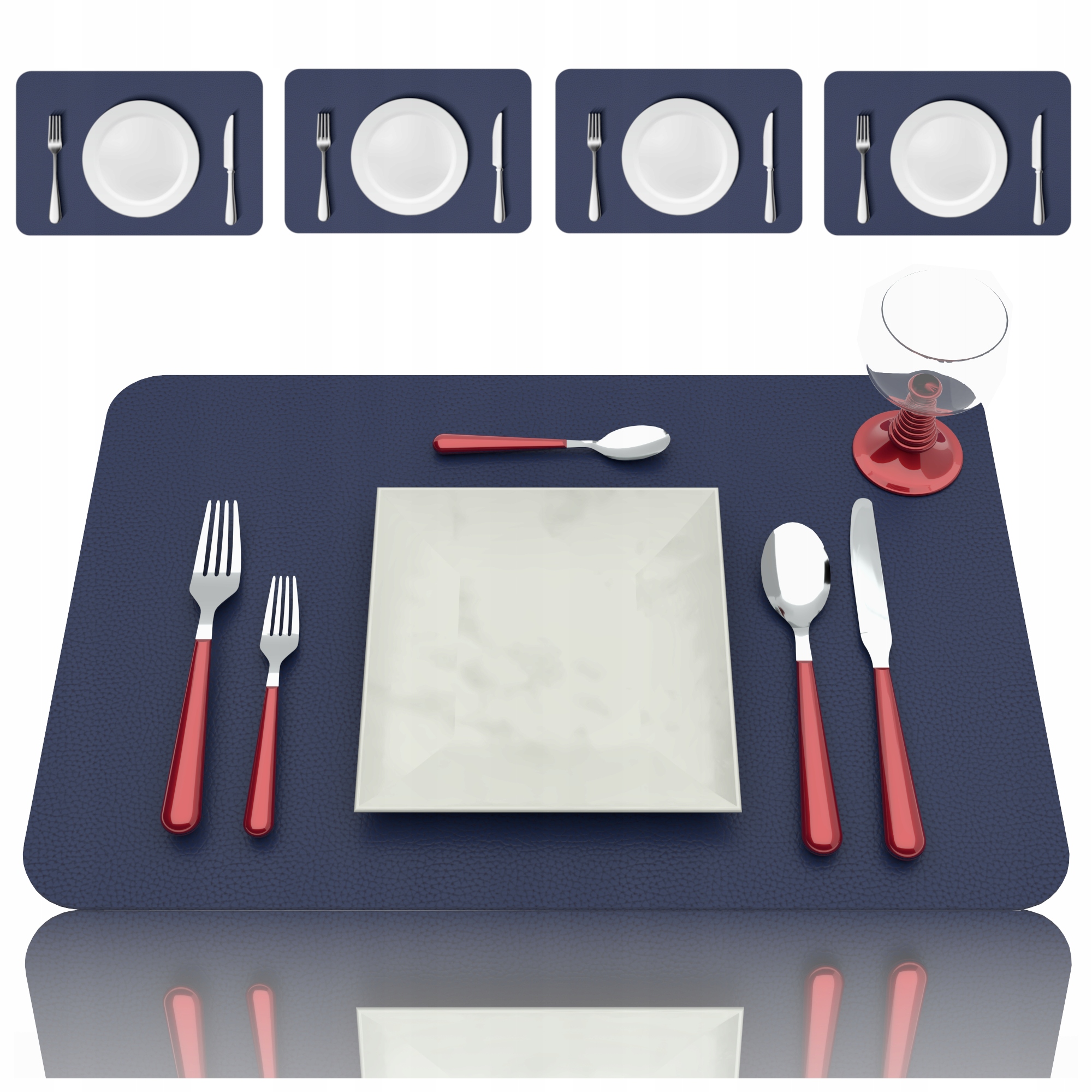 ZESTAW 4X PODKŁADKA STÓŁ TALERZ C.NIEBIESKA SKÓRA