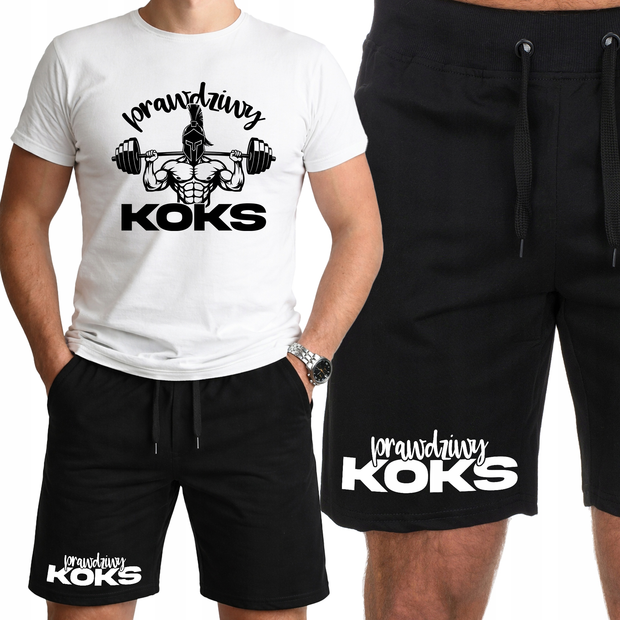 Sportovní komplet Pánský Set Oblečení na Trénink Posilovna Pravý Koks- M