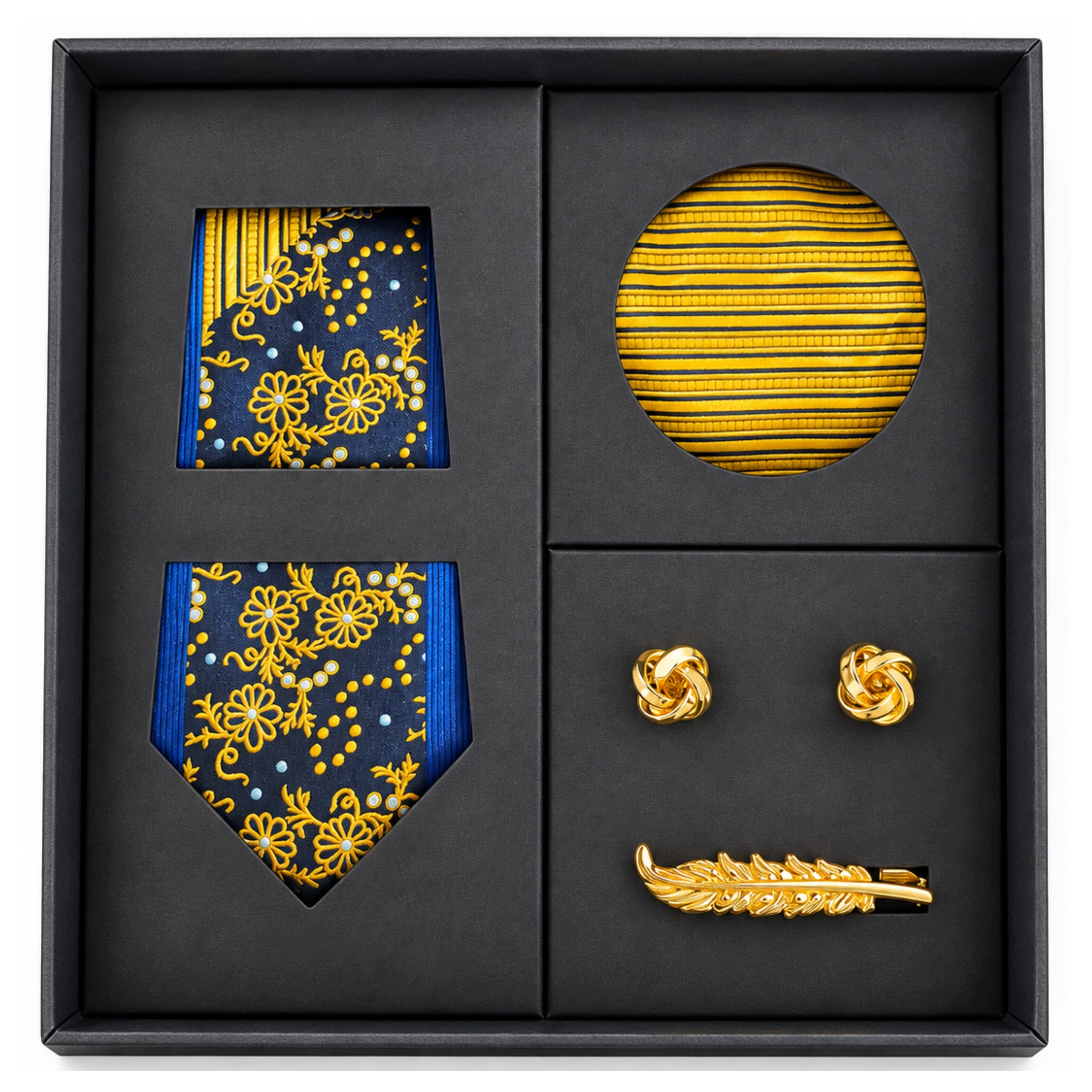 Elegantní sada na dárek Kravata, kapesníček, sponky, moderní Dárek