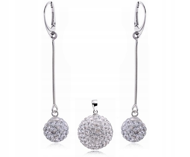 

Srebrny Komplet Shamballa Swarovski Kule Kulki