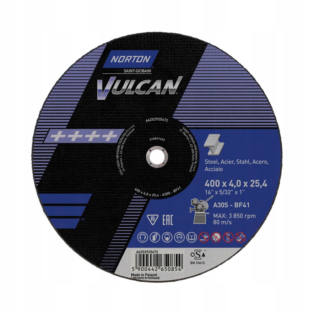 

Tarcza Cięcia Norton Vulcan 400x4x25,4 Stal Inox