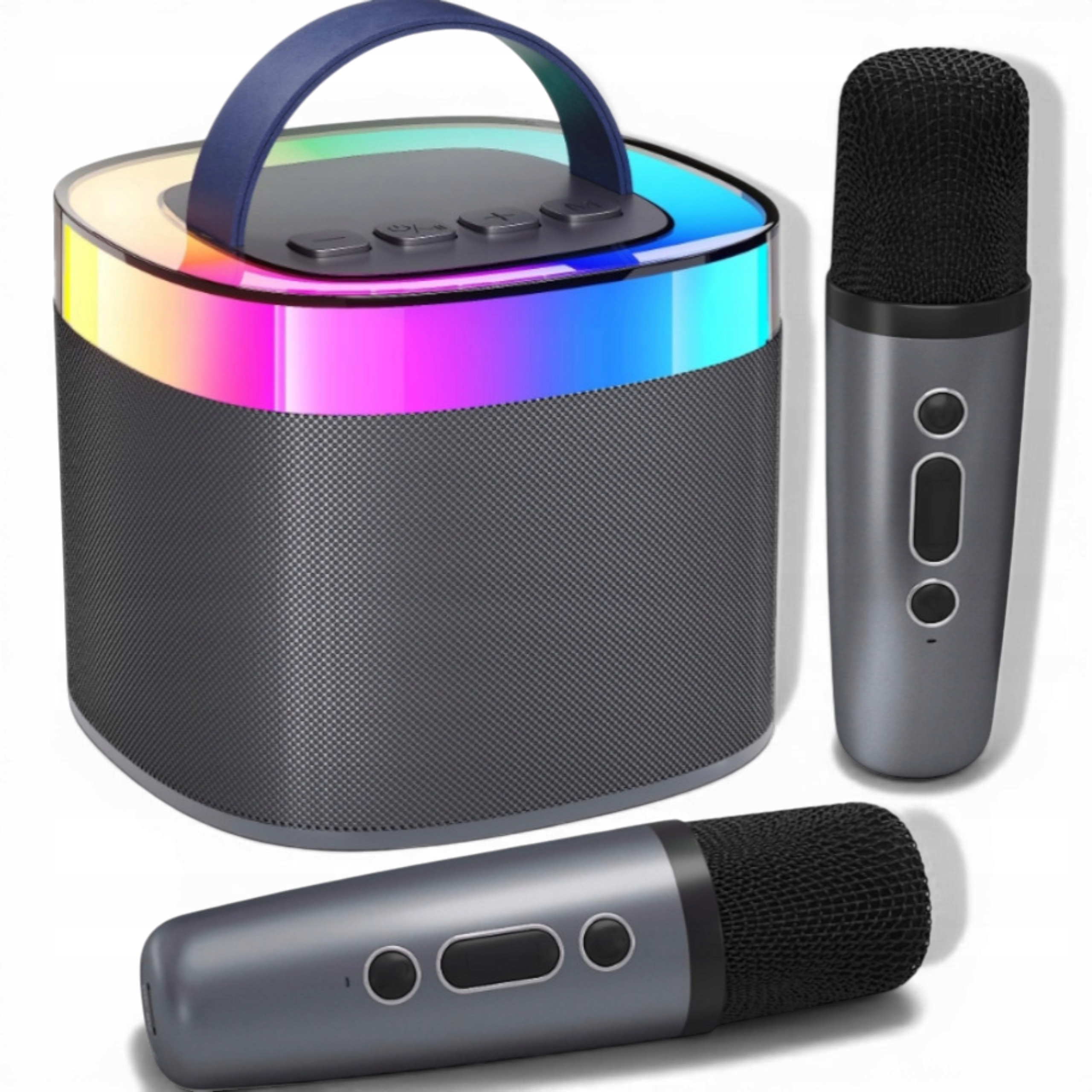 Bluetooth Karaoke sada se 2 mikrofony a Led přenosným zařízením