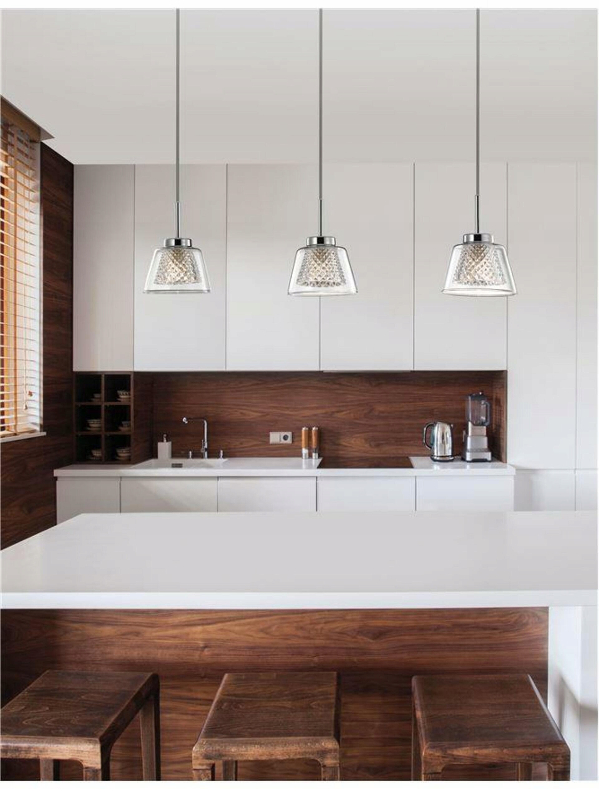 Nova Luce závesné svietidlo Boccale chrómovaný hliník číre sklo G9 3x5W 230V