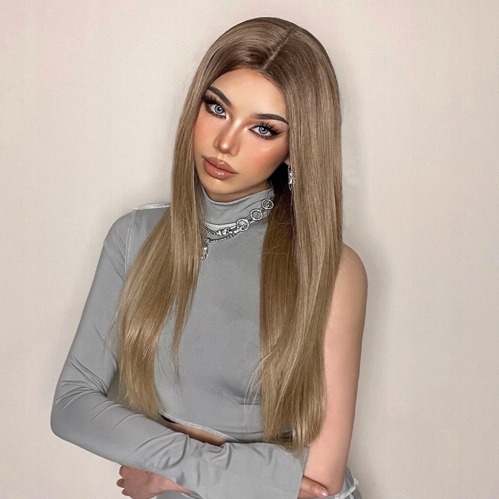 Zářivá přírodní paruka Thea se síťkou (lace front)