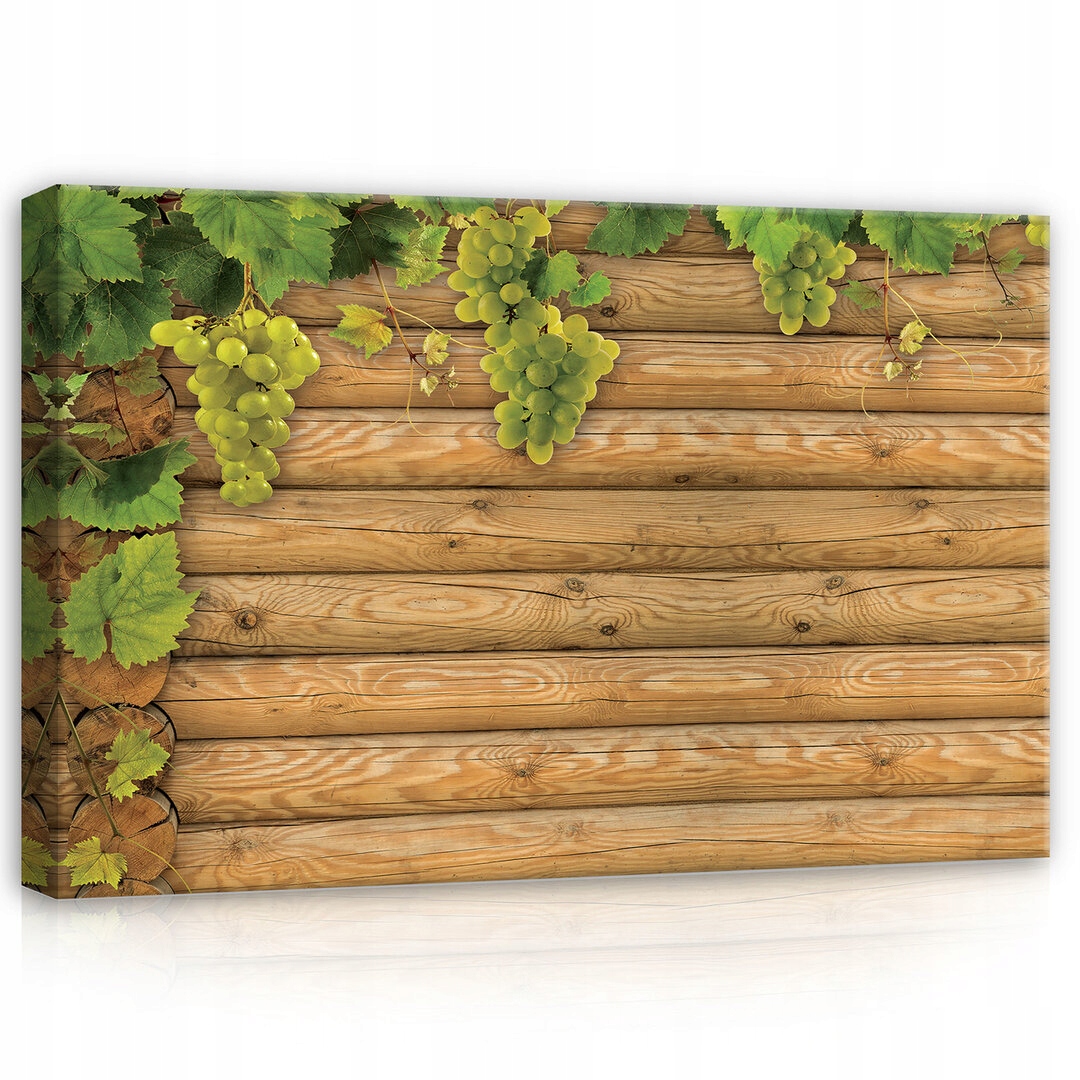 Obraz 80x60 Hroznové Víno ratolest dřevěná stěna listy příroda léto