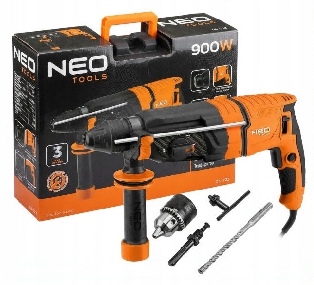 Síťové příklepové kladivo Sds+ 900W 3,5J v kufru s příslušenstvím Neo
