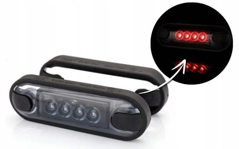 Lampa obrysowa czerwona płaska LED dymiona graphite dark 12/24V