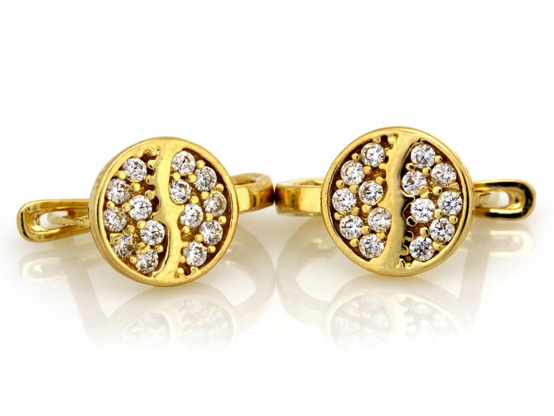 Náušnice ze žlutého zlata 585 14K se zirkony na anglickém zapínání 1.42 g