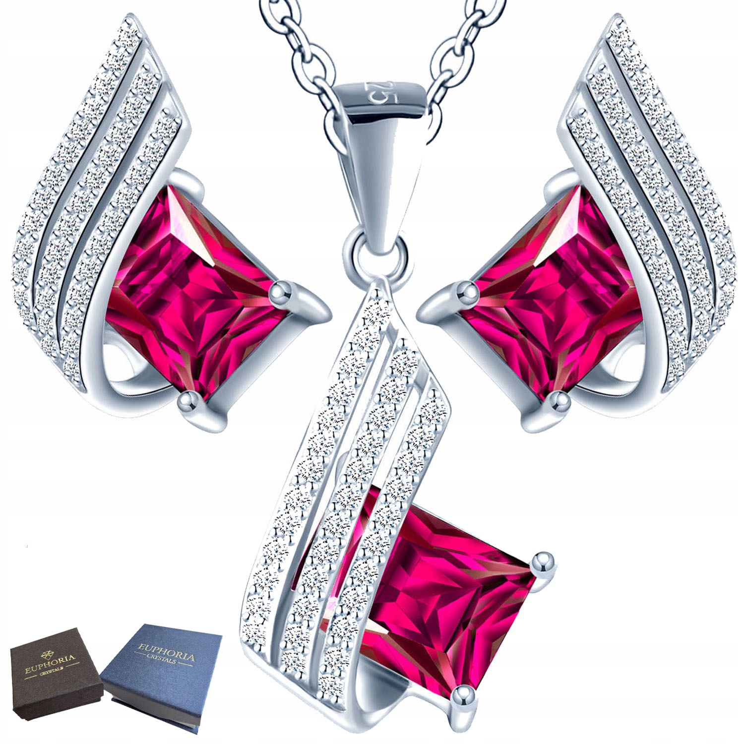 Sada stříbrných šperků 925 Zirkony Dárek pro maminku Náušnice Přívěsek