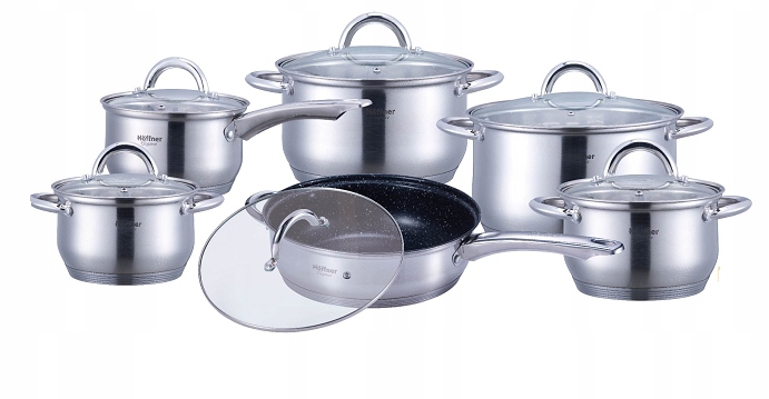 Sada hrnců Hoffner -4450, 12 dílů, nerezová ocel, indukce/plyn