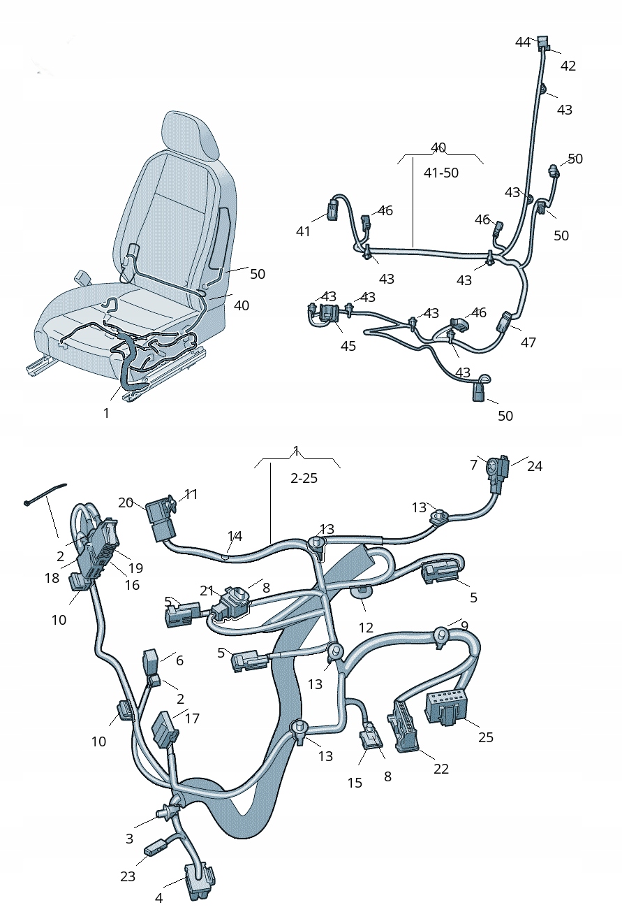 bundle wiring seat driver´s left front VW PASSAT B8 3G1971365AN OE