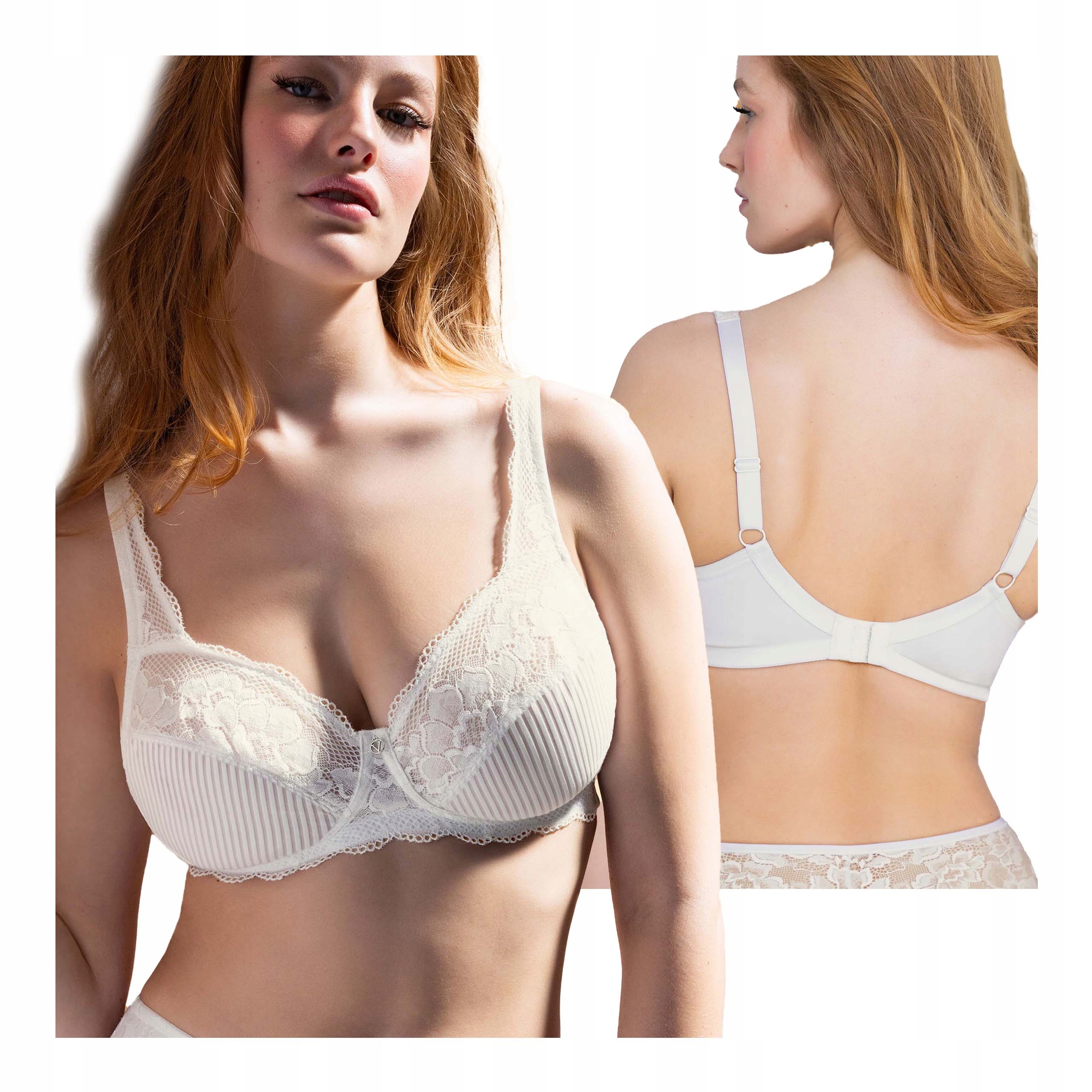 Dámská měkká krajková podprsenka bez kostic bílá 90D Velké velikosti