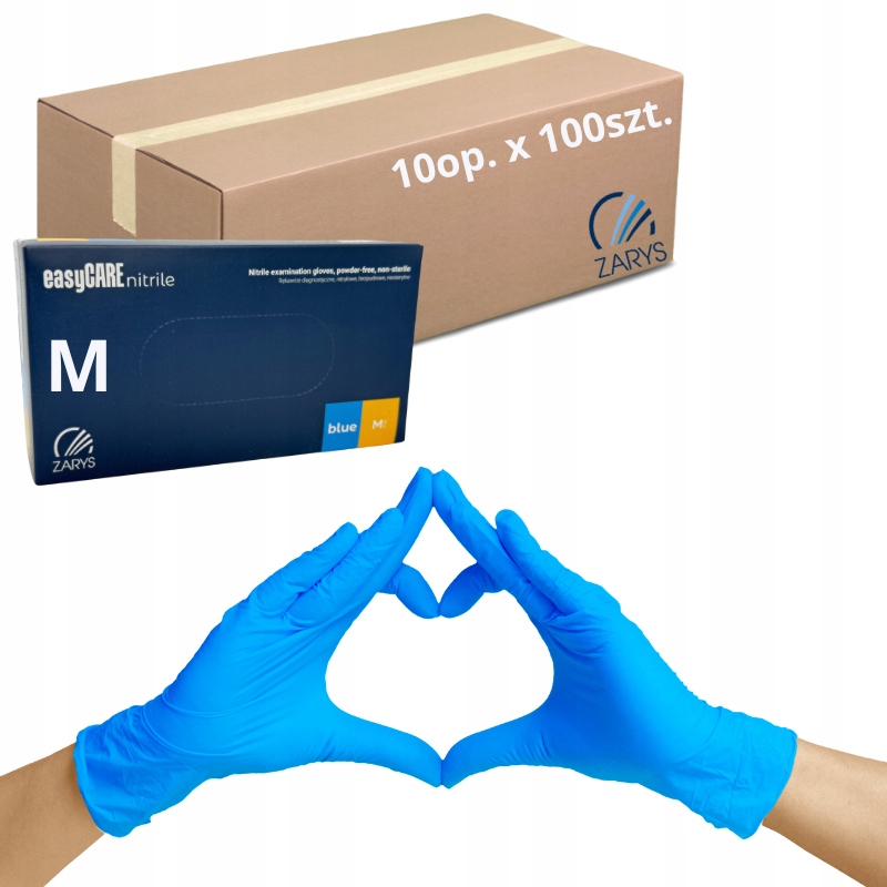 Levně Nitrilové rukavice na jedno použití Bezpudrové Obrys modré vel. M 1000 ks