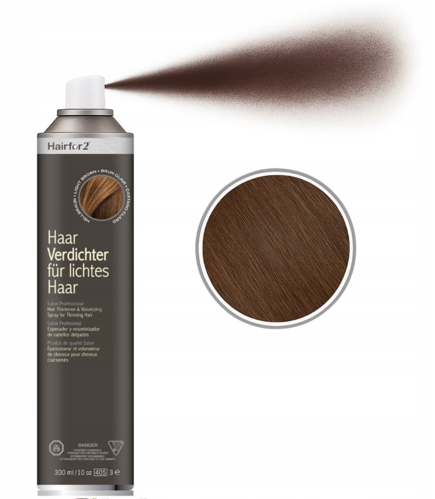 HairFor2 300ml Středně Hnědá Mikrovlákna Zahušťování Maskování