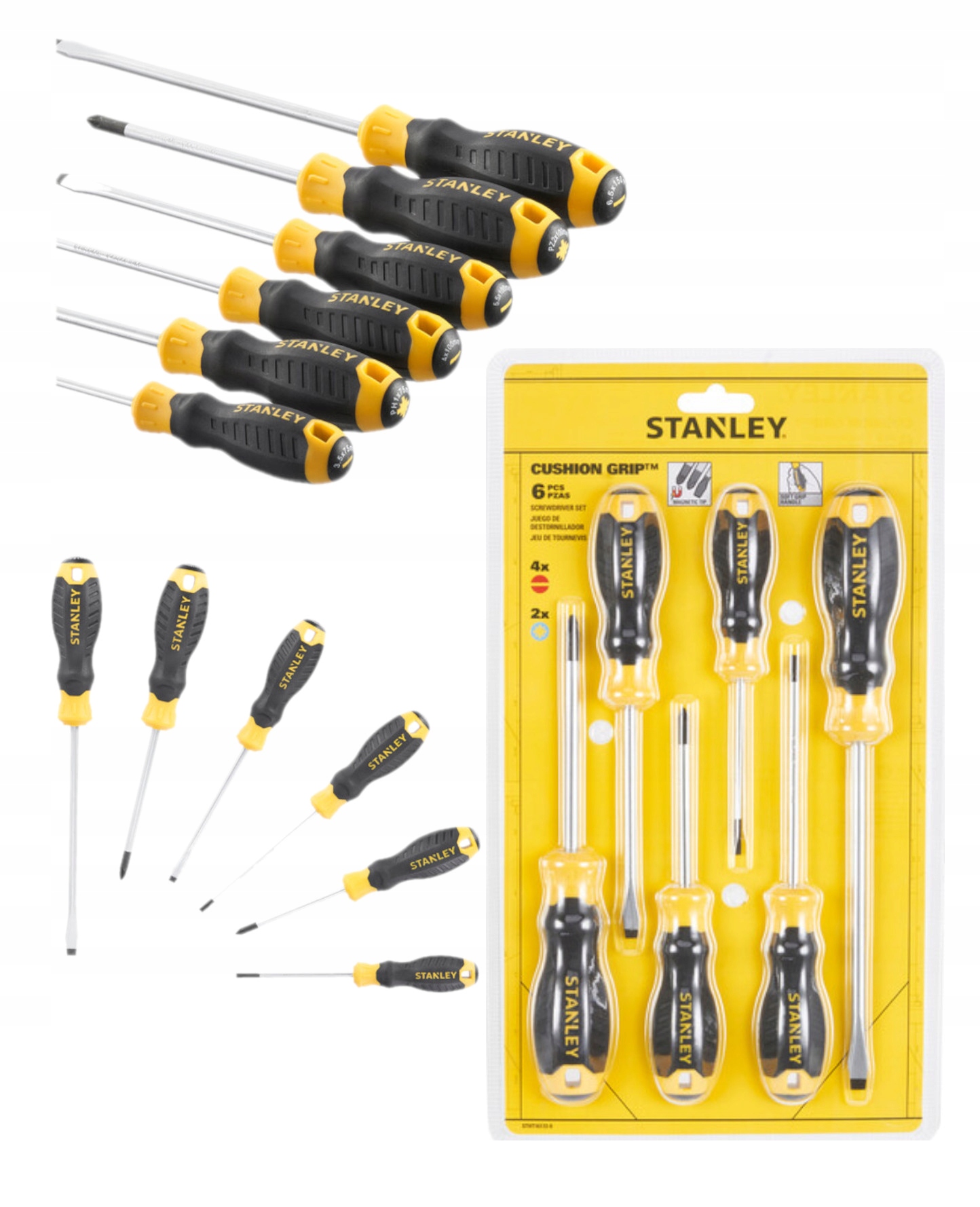 Stanley Zestaw 6 Wkrętaków Cushion Grip 4 Pł 2 Pz STHT16172