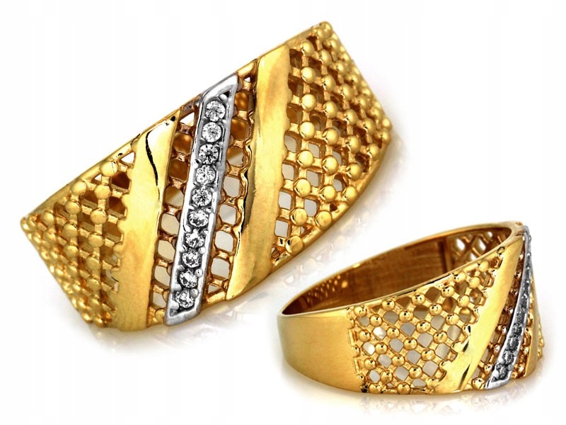 Dámský Prstýnek 585 s kubickou zirkonií, žluté bílé zlato, 3,55g, Velikost 21