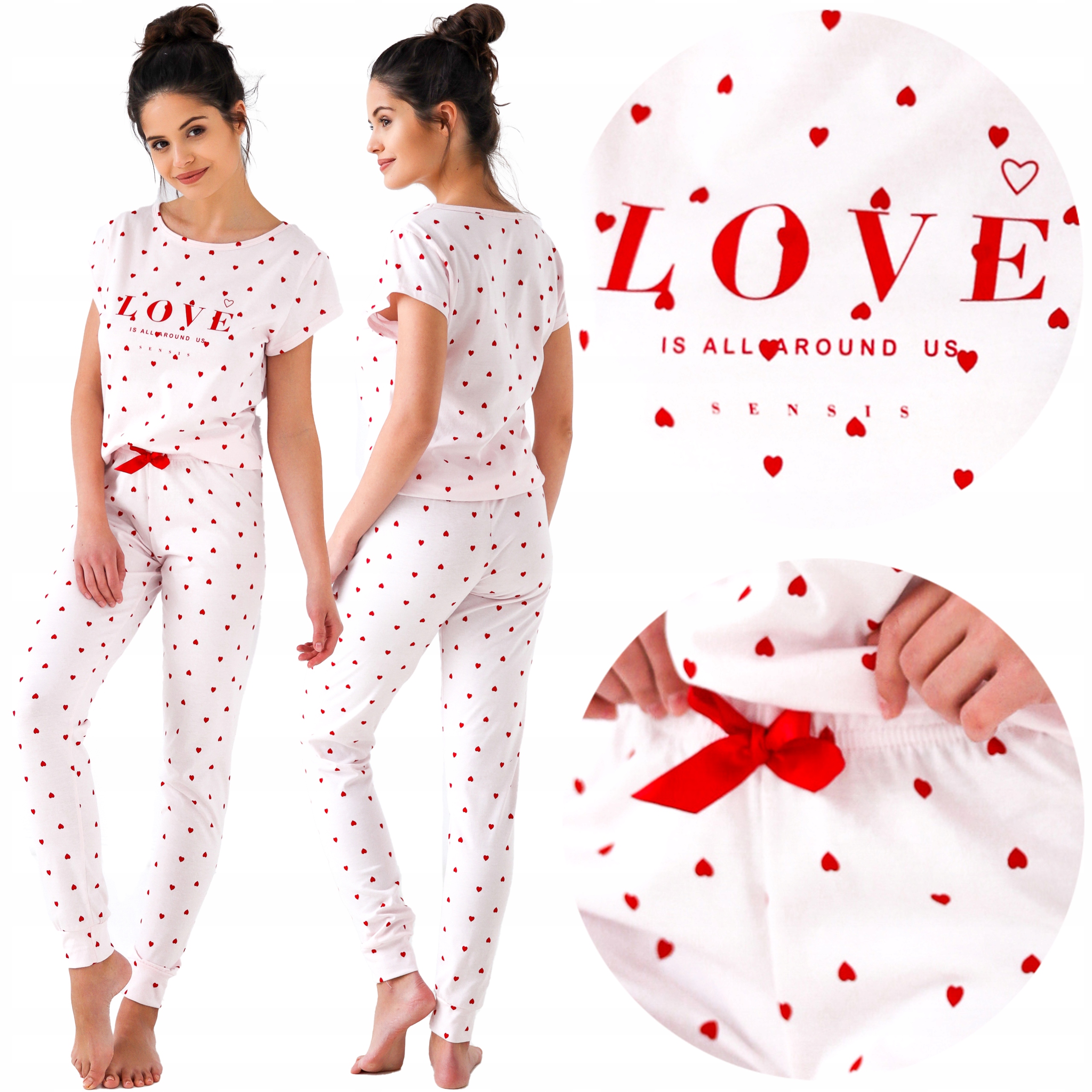 Sladké pyžamo ve tvaru srdce s láskou 100% Bavlna Mašlička XL Aura Světle růžová