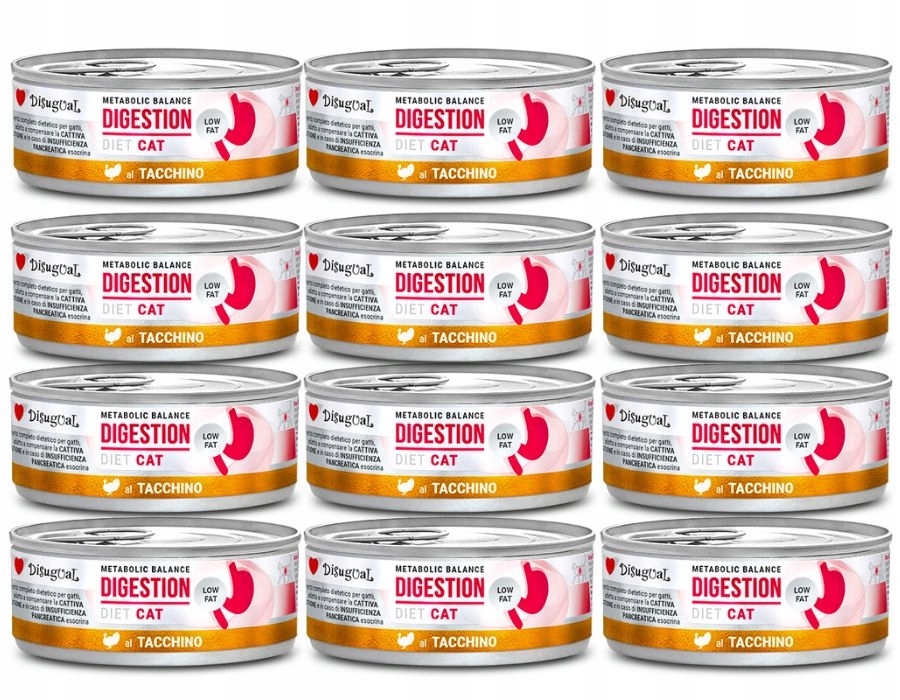Disugual Krmivo Vlhké Veterinární Kočka Digestion Low Fat Krůta 12 x 85 g