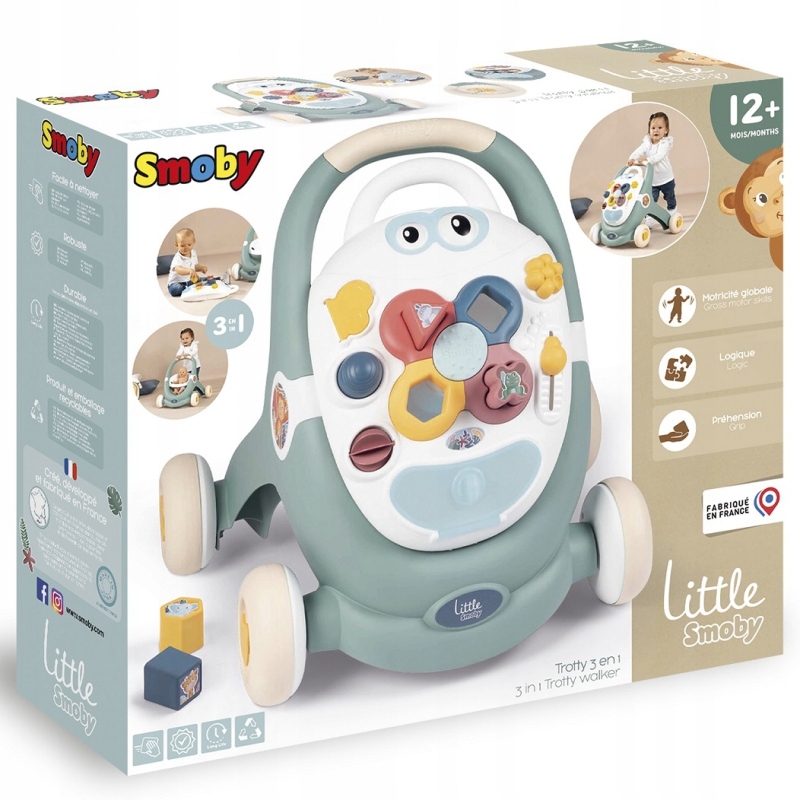 SMOBY Little Chodzik 3w1 Pchacz Interaktywny Wózek Szerokość produktu 43 cm