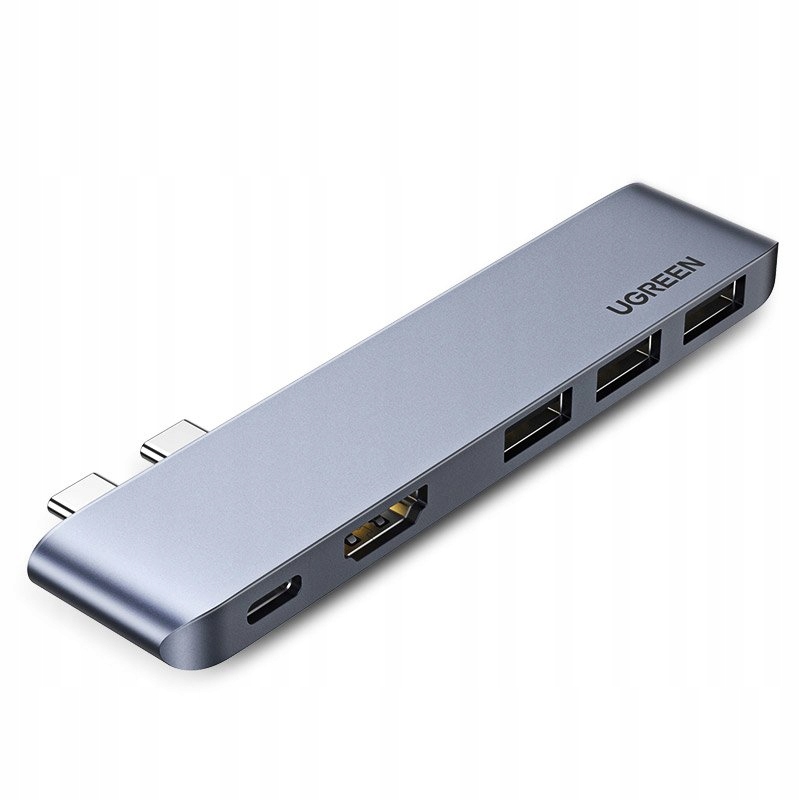 Multifunkční hub pro MacBook Pro/Air 2x Usb-c, 3x Usb 3.0, Hdmi šedý