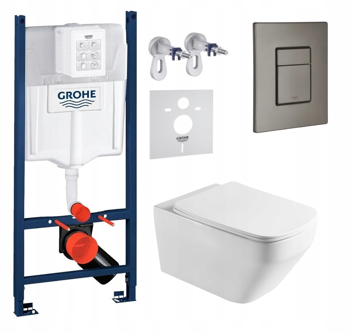 Wc sada Grohe Rapid s miskou Naron Tornado brúsené grafitové tlačidlo