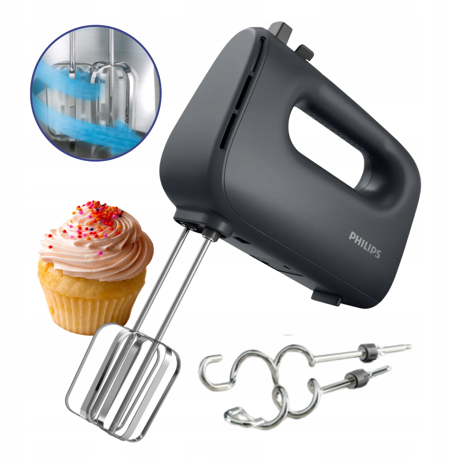 Mikser ręczny Philips HR3739/00 400W 5 prędkości Turbo haki trzepaczki