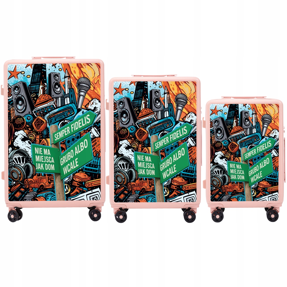 Sada 3 kufrů Wings Abs+ 28" Customized by Tuse x Pih Pink