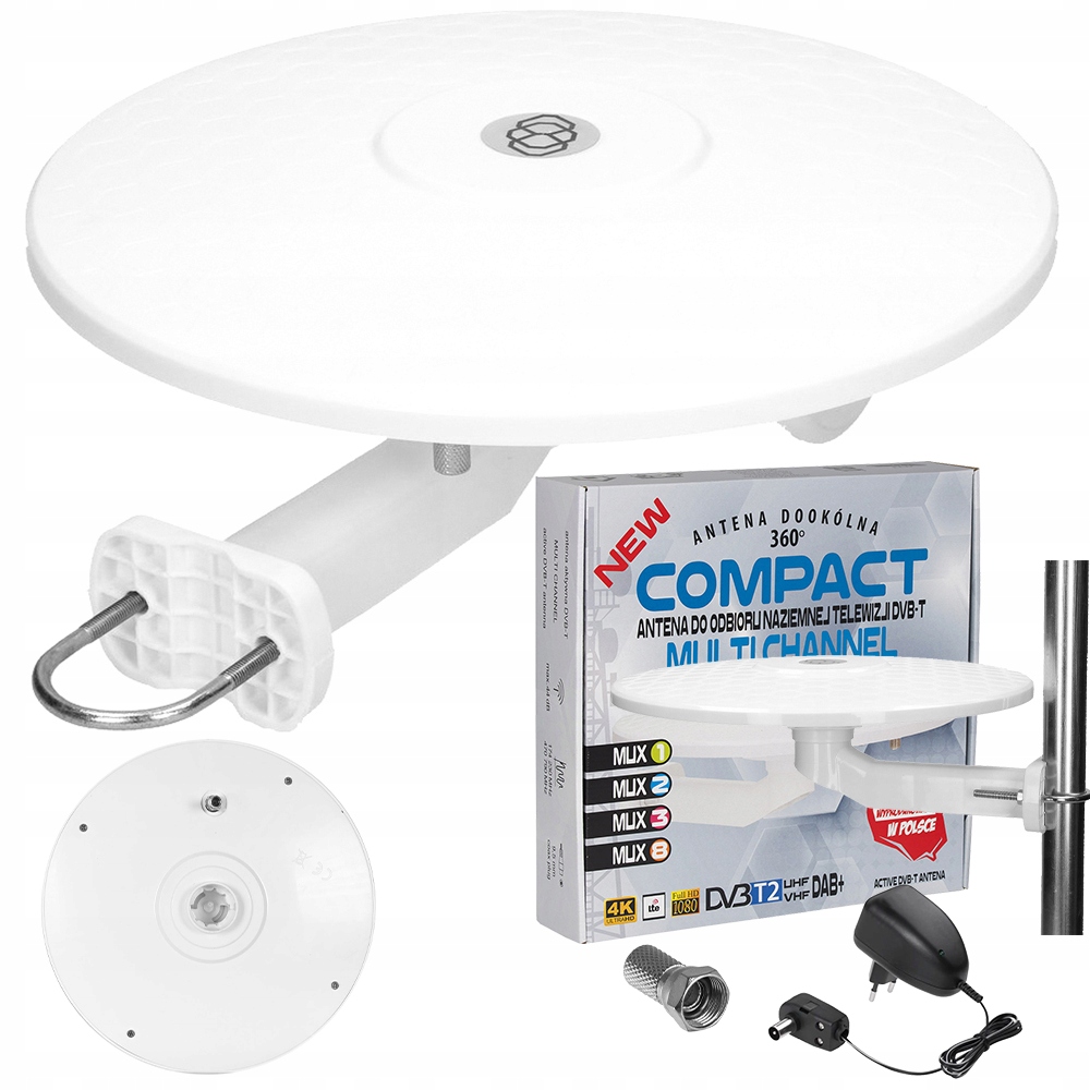 

Antena DVB-T2 Dookólna Tv 4K Hd MUX8 Aktywna 360
