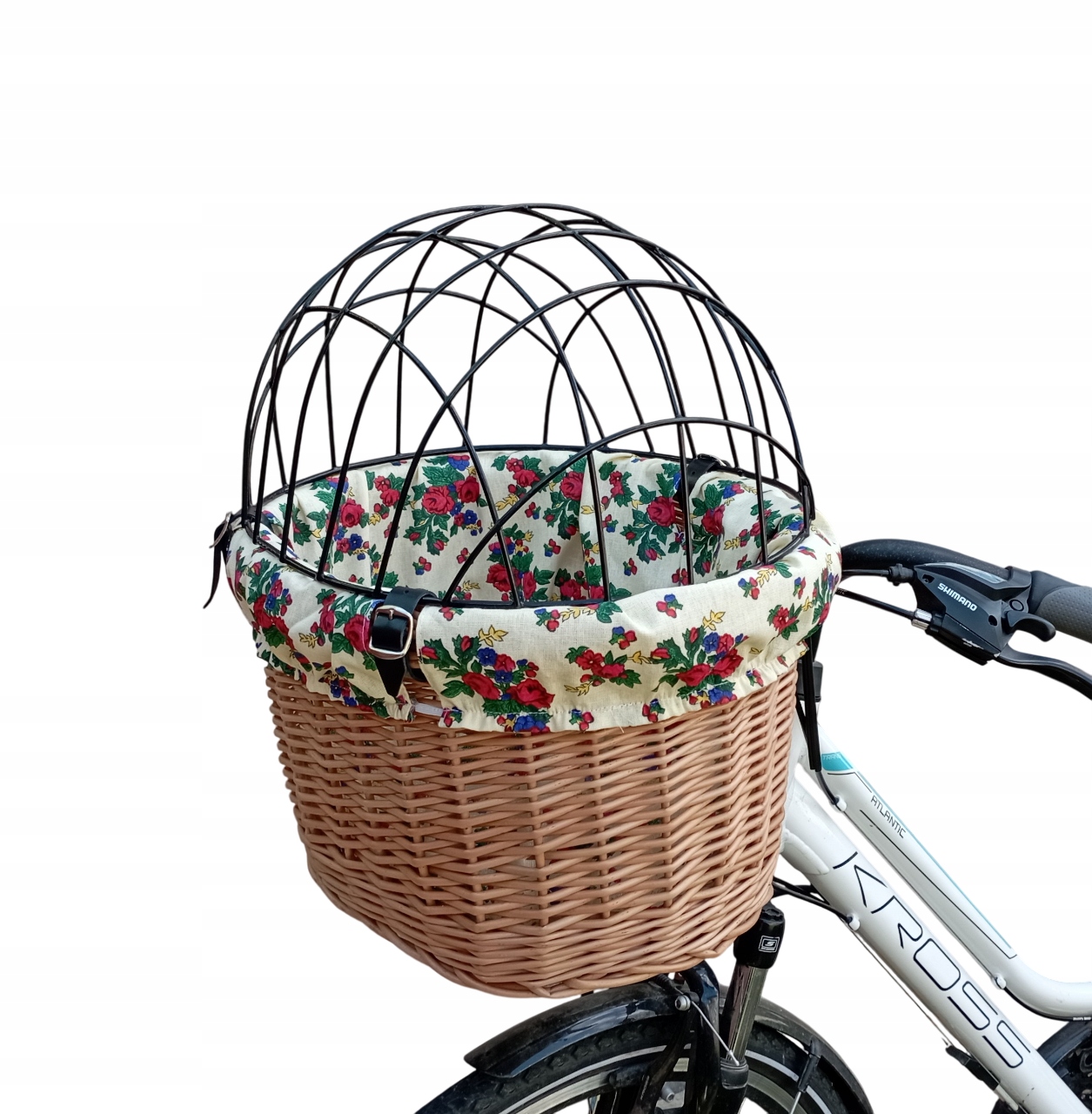 Koszyk wiklinowy na Rower z wkładem i poduszką Transporter dla Psa do 10kg