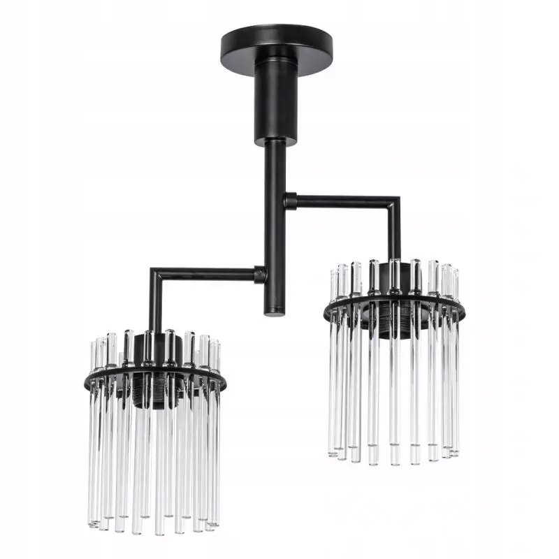 Dvojitý stropní svítidlo, černé skleněné glamour trubičky do ložnice nad postel